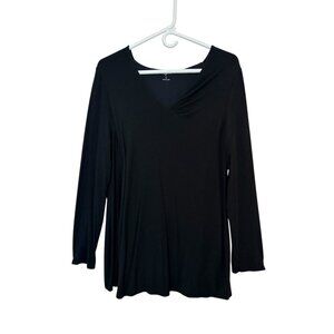 Lyssé Black Long-Sleeve V-Neck Top  Women's Size Large Modal Blend Lined